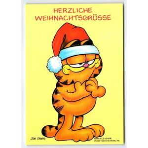 Vintage Garfield Christmas Postcard 1978 German 'Herzliche Weihnachtsgrüße' Jim